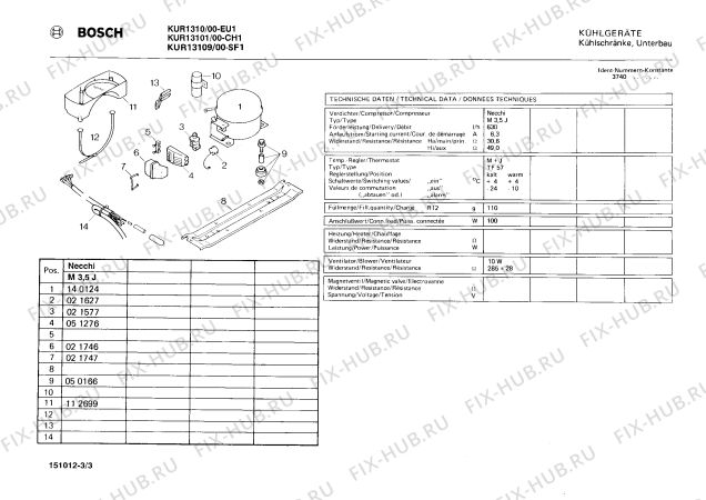 Взрыв-схема холодильника Bosch KUR1310 - Схема узла 03