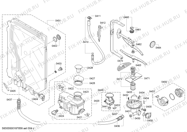 Взрыв-схема посудомоечной машины Bosch SMS53M08UK Serie 6 - Схема узла 04