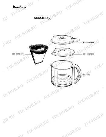 Взрыв-схема кофеварки (кофемашины) Moulinex AR554BD(2) - Схема узла 3P001667.1P2