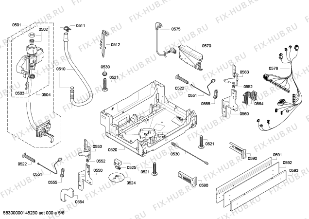 Взрыв-схема посудомоечной машины Bosch SMU86M65DE - Схема узла 05