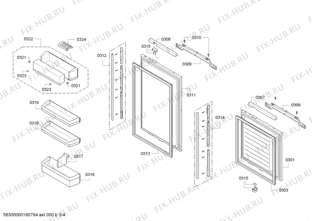 Взрыв-схема холодильника Bosch KIN28P60L - Схема узла 03