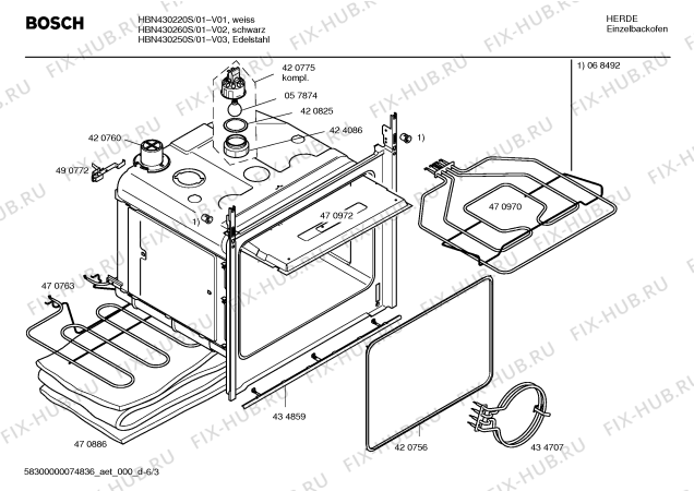 Взрыв-схема плиты (духовки) Bosch HBN430260S - Схема узла 03