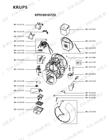 Схема №1 KP510910/7Z0 с изображением Крышка для электрокофеварки Krups MS-623330
