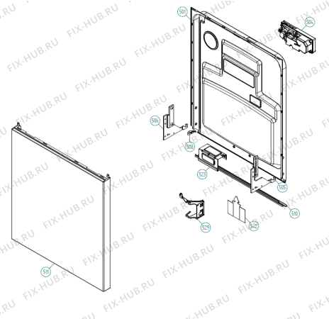 Схема №1 D5624 XXL S (700041, DW90.2) с изображением Дверца для посудомоечной машины Gorenje 457397