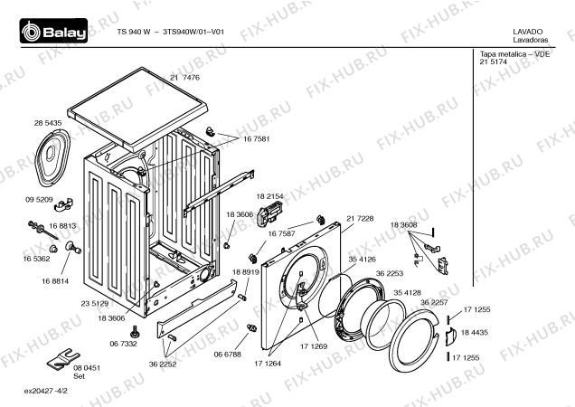 Взрыв-схема стиральной машины Balay 3TS940W - Схема узла 02