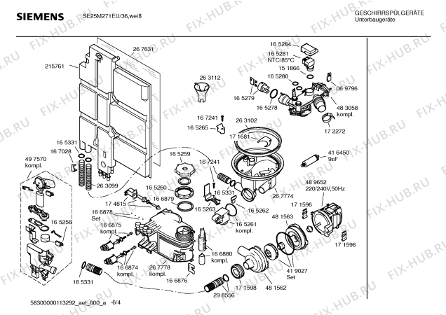 Схема №3 SE25M271EU с изображением Инструкция по эксплуатации для электропосудомоечной машины Siemens 00590972