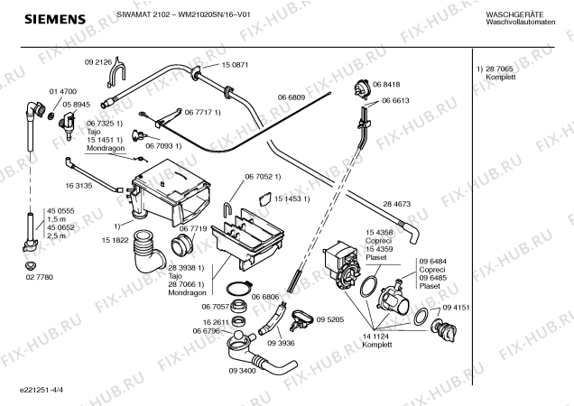 Взрыв-схема стиральной машины Siemens WM21020SN SIWAMAT 2102 - Схема узла 04