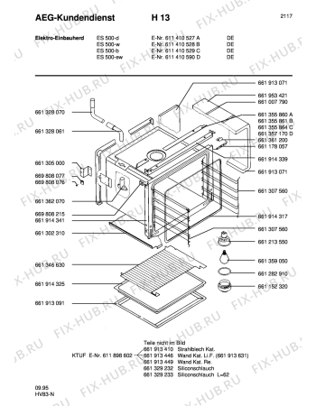 Взрыв-схема плиты (духовки) Aeg ES 500-W - Схема узла Section1