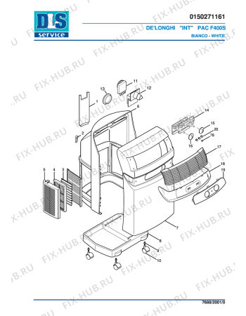 Схема №1 PAC F400S Bianco с изображением Труба для сплит-системы DELONGHI 7350005400