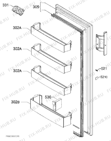 Взрыв-схема холодильника Electrolux ERF1904FOW - Схема узла Door 003