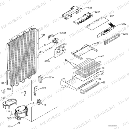 Взрыв-схема холодильника Privileg 00185407_41644 - Схема узла Cooling system 017