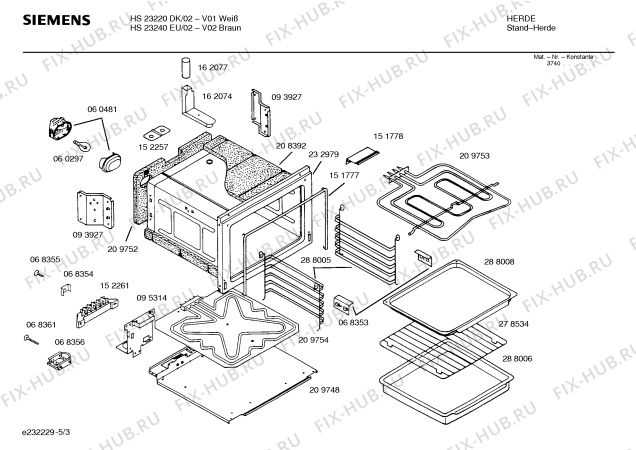 Схема №1 HS23220SF с изображением Инструкция по эксплуатации для электропечи Siemens 00519241