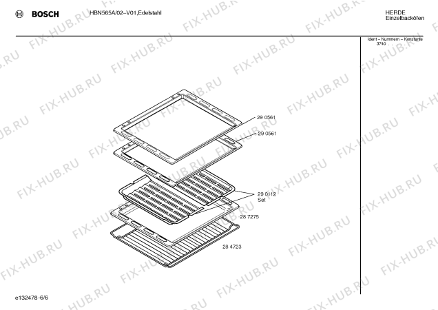 Схема №2 HBN565BCC с изображением Панель для плиты (духовки) Bosch 00287440