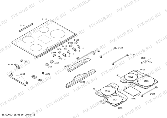 Схема №2 PIE875T01E inducc.bosch.tc top.80cm.inox.4i+cp с изображением Стеклокерамика для духового шкафа Bosch 00479663