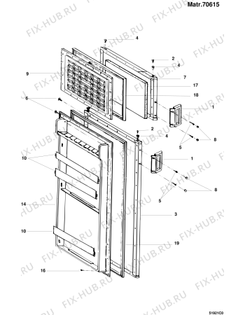 Взрыв-схема холодильника Whirlpool FR2500DPFRANGER (F016755) - Схема узла