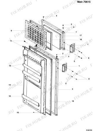 Взрыв-схема холодильника Whirlpool 7425DPCURTISS (F015480) - Схема узла