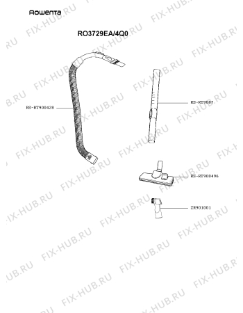 Взрыв-схема пылесоса Rowenta RO3729EA/4Q0 - Схема узла VP005842.3P2