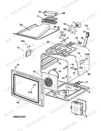 Взрыв-схема плиты (духовки) Electrolux EKD60753X 230V - Схема узла H10 Main Oven Cavity (large)