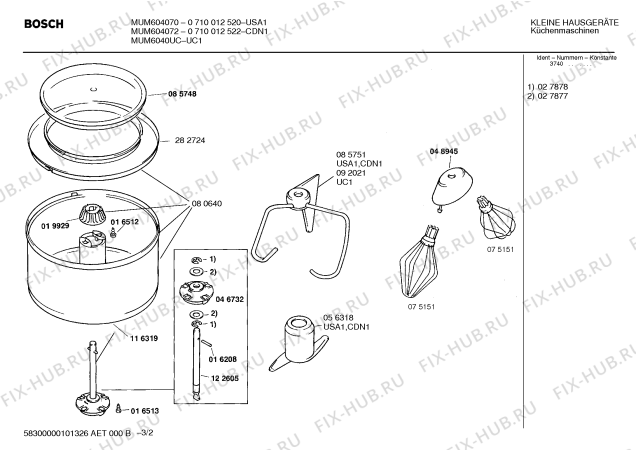Взрыв-схема кухонного комбайна Bosch MUM6040UC - Схема узла 02