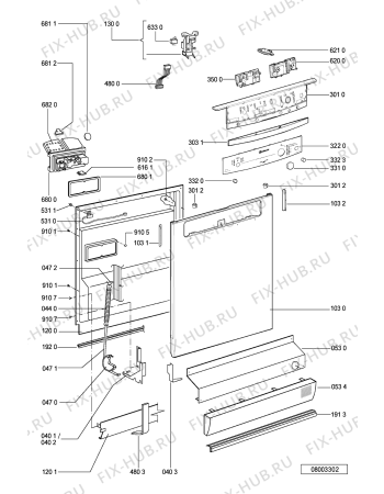 Схема №2 GSFH 2981 WS с изображением Обшивка для посудомойки Whirlpool 481245372331