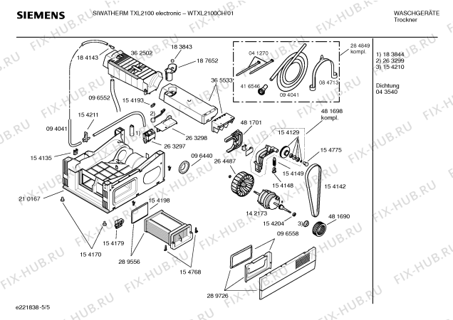 Взрыв-схема сушильной машины Siemens WTXL2100CH SIWATHERM TXL2100 electronic - Схема узла 05