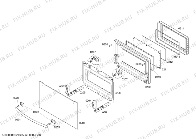 Схема №2 B6734N0NL с изображением Модуль реле для плиты (духовки) Bosch 00642253