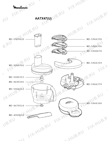 Взрыв-схема кухонного комбайна Moulinex AATX47(U) - Схема узла RP002807.1P3