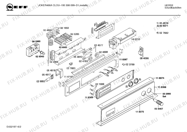 Взрыв-схема плиты (духовки) Neff 195308099 JOKER 466 A CLOU - Схема узла 02