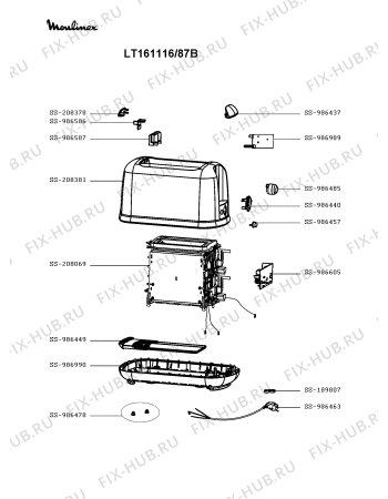 Схема №1 LT161116/87B с изображением Переключатель для тостера (фритюрницы) Moulinex SS-208378