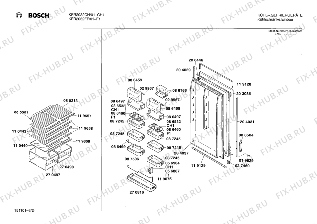 Взрыв-схема холодильника Bosch KFR2032CH - Схема узла 02