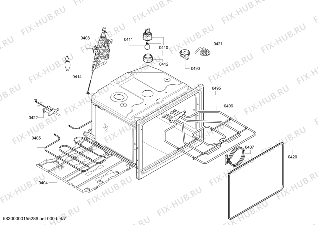 Схема №2 B46C74N3 с изображением Дюза для плиты (духовки) Bosch 00622496