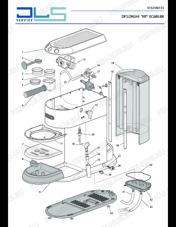 Схема №1 EC680.BK DEDICA с изображением Провод для кофеварки (кофемашины) DELONGHI 5013277279