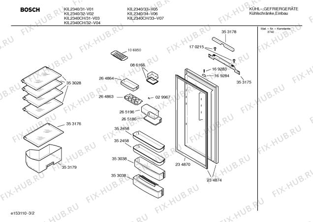 Схема №1 K3664X1 KD340SC с изображением Компрессор для холодильной камеры Bosch 00142101