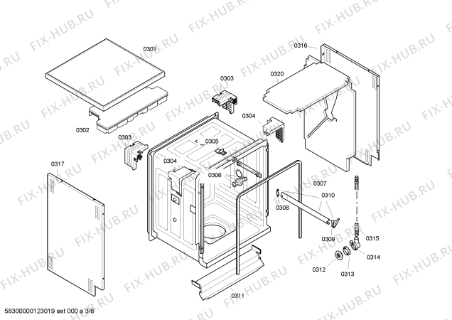 Взрыв-схема посудомоечной машины Bosch SGS44E82EU - Схема узла 03