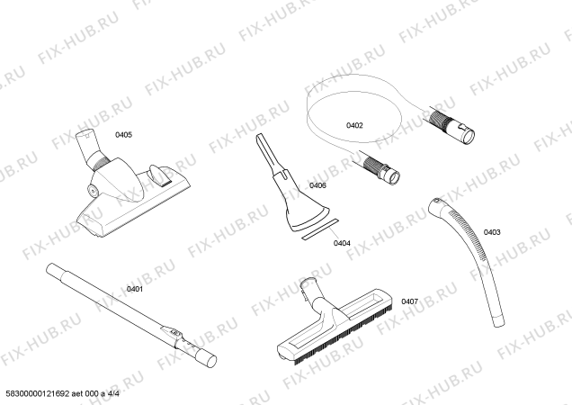 Взрыв-схема пылесоса Bosch BSD3081 BOSCH bag # bagless 2000W - Схема узла 04