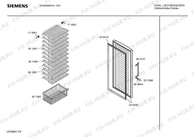 Схема №1 KD40W95 с изображением Корзина для холодильника Siemens 00361582