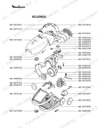 Взрыв-схема пылесоса Moulinex ADJ256(0) - Схема узла SP002267.2P2