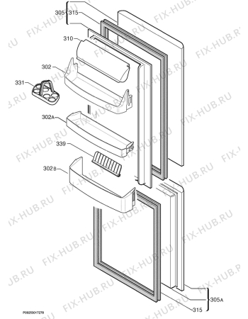 Взрыв-схема холодильника Zanussi Electrolux ZERB2825 - Схема узла Door 003