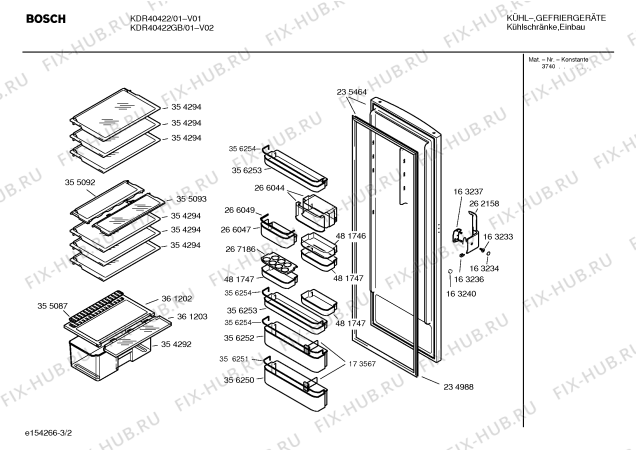 Взрыв-схема холодильника Bosch KDR40422GB - Схема узла 02