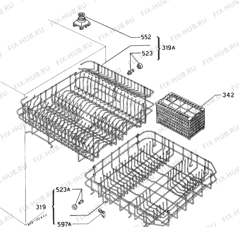 Взрыв-схема посудомоечной машины Castor CS450 - Схема узла Basket 160