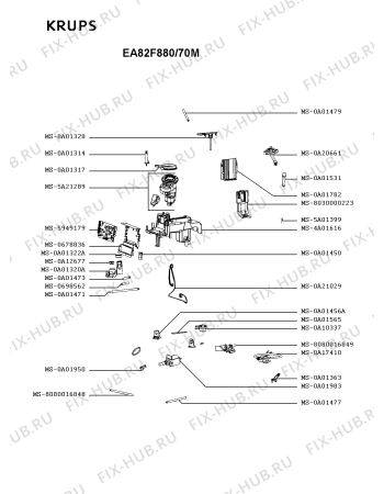 Взрыв-схема кофеварки (кофемашины) Krups EA82F880/70M - Схема узла AP005804.2P2