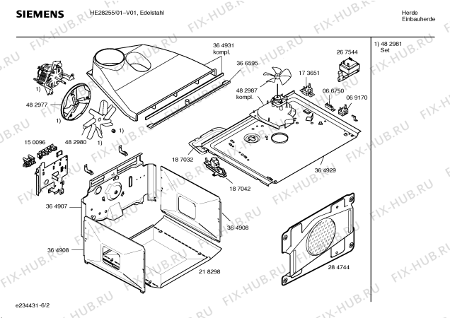 Схема №3 HE28255 с изображением Инструкция по эксплуатации для плиты (духовки) Siemens 00583697