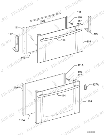 Взрыв-схема плиты (духовки) Zanussi ZKC6000W - Схема узла Door 003