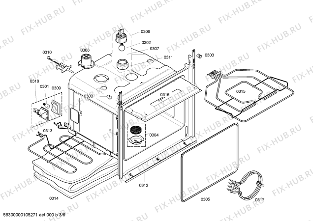 Взрыв-схема плиты (духовки) Bosch HBN560550A - Схема узла 03