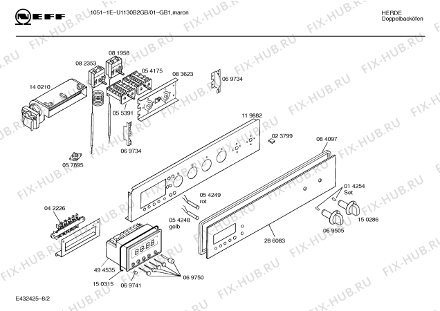 Схема №2 U1130B2GB 1051-1E с изображением Панель для электропечи Bosch 00286083