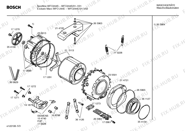 Взрыв-схема стиральной машины Bosch WFO244E Exclusiv Maxx WFO 244E - Схема узла 03