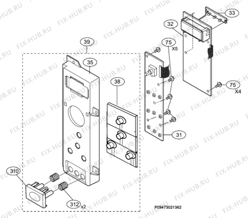 Взрыв-схема микроволновой печи Juno Electrolux JMW1061A - Схема узла Section 2