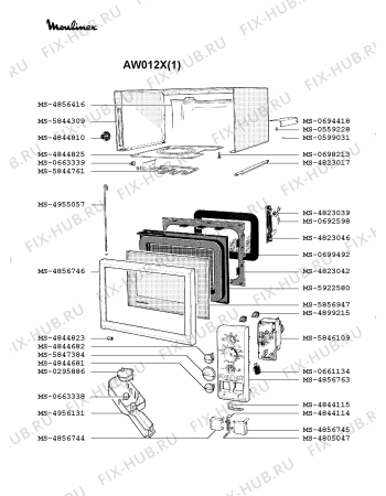 Взрыв-схема микроволновой печи Moulinex AW012X(1) - Схема узла ZP002289.5P2