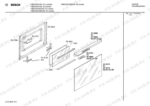 Схема №2 HBE632U66 с изображением Панель для духового шкафа Bosch 00270482