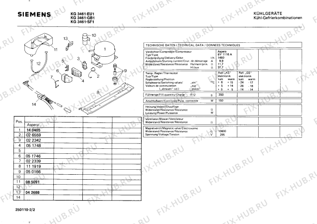 Взрыв-схема холодильника Siemens KG3461 - Схема узла 02